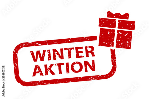 Stamp winter action gift red, seal of the seal - stock vector