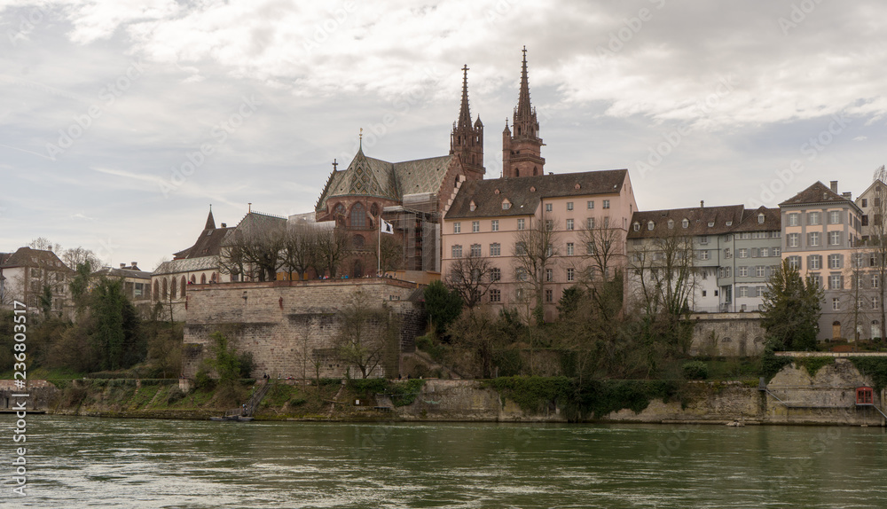 Basel Rhein River and Riverside
