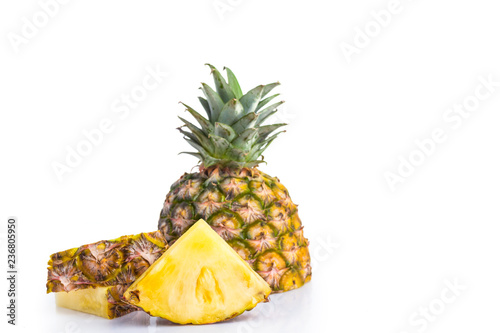 Sliced Fresh Pineapple isolated on white background