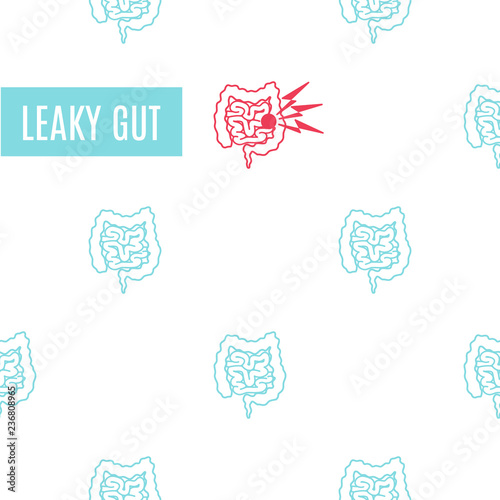 Linear pattern medical poster for leaky gut intestine disorder