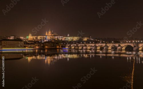 Centre of capital Prague near Vltava river in winter night © luzkovyvagon.cz