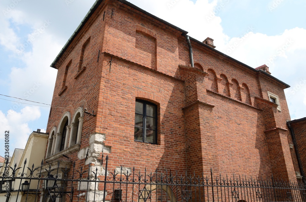 Facade of Synagogue  in Krakow, Poland
