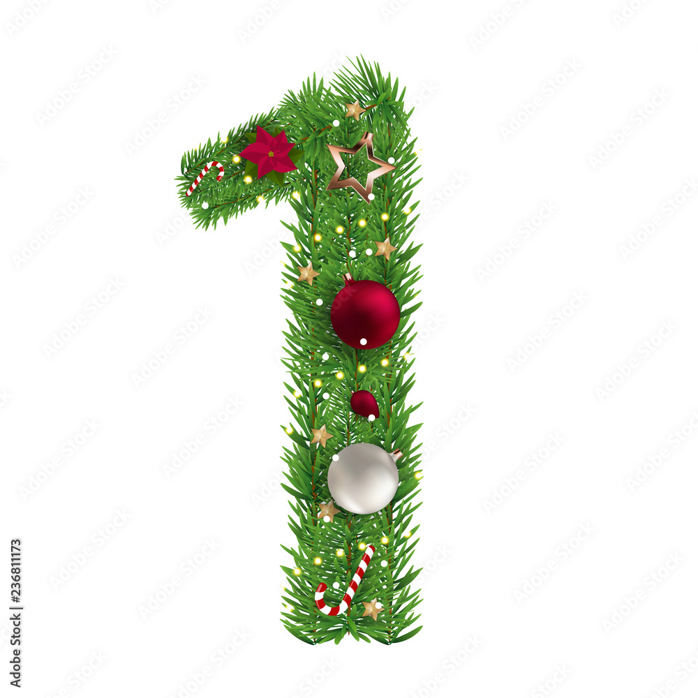 Christmas alphabet number 1 vector illustration vector de Stock Adobe