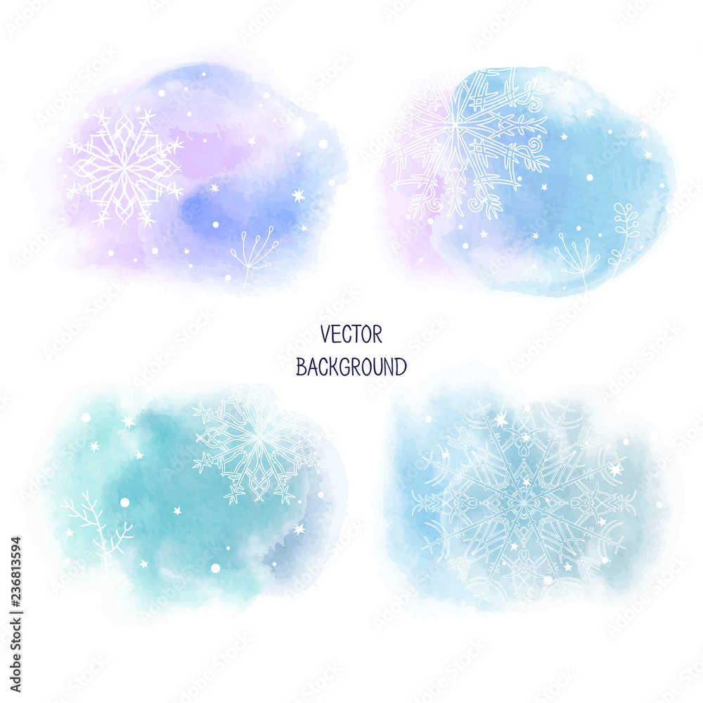 Beautiful abstract template with blue set gentle winter backgrounds