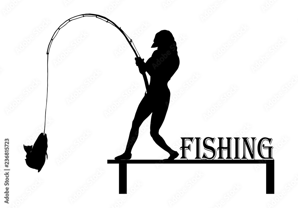 silhouette of girl on a swing,vintage fly fish,drawing animal,vector