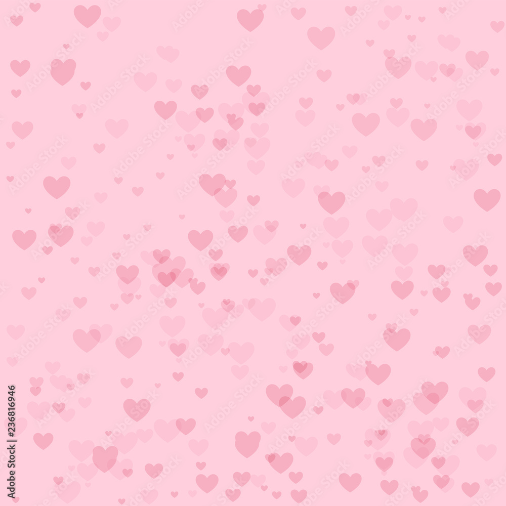 Valentine's Day Background with Hearts, Holiday Celebrated February 14. Vector illustration.