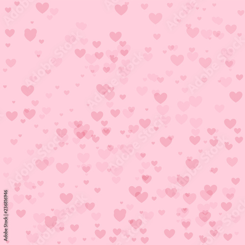 Valentine's Day Background with Hearts, Holiday Celebrated February 14. Vector illustration.