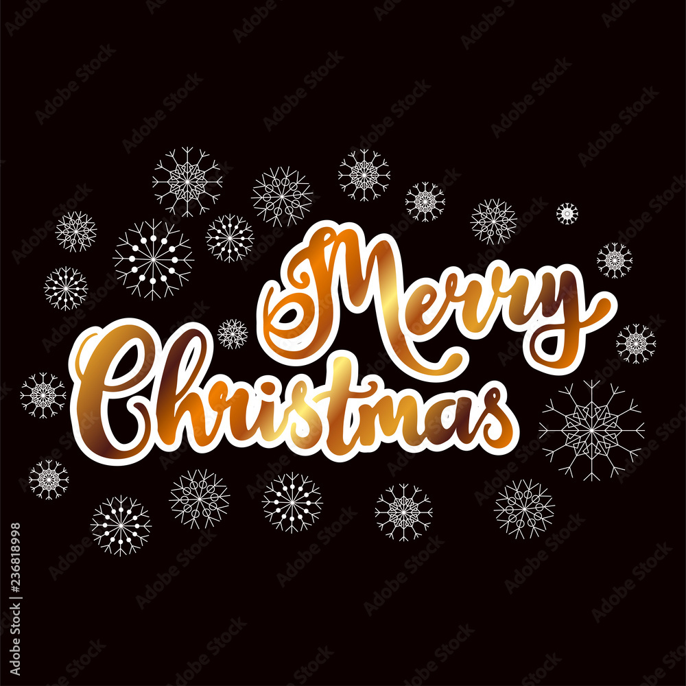 Merry Christmas lettering vector bright cool illustration
