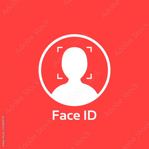 white face id icon on red background