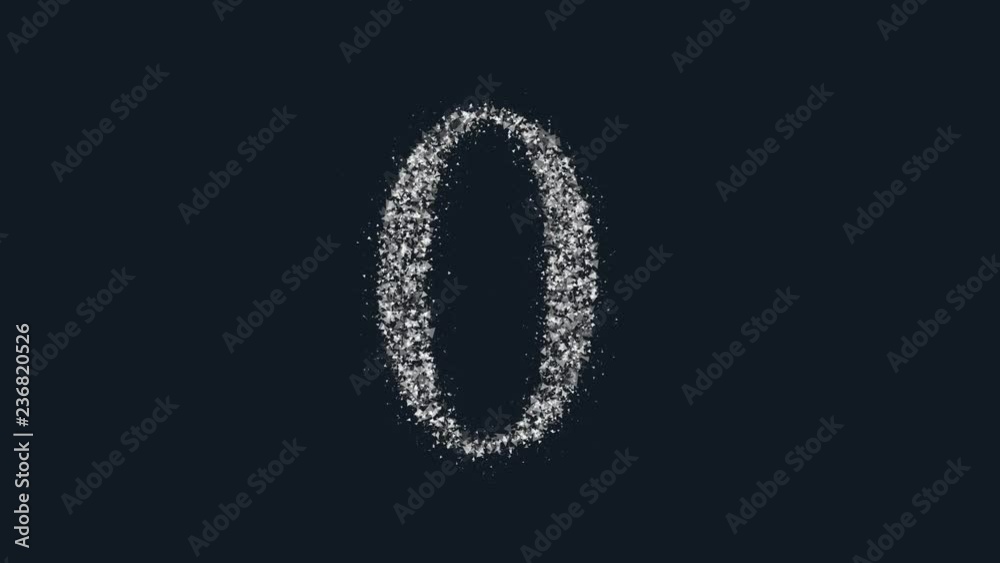 Effervescent number 0 symbol - alphabet letter particles animation Effervescent number 0 symbol - alphabet letter particles animation