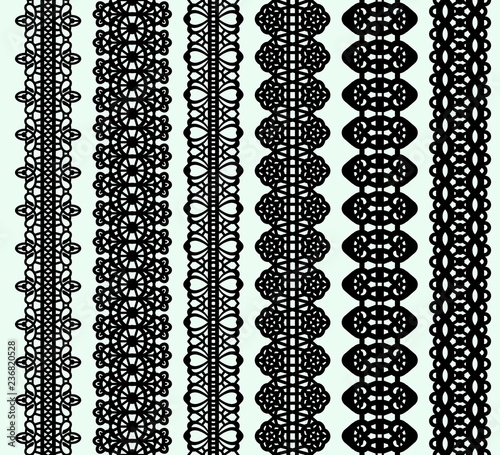 Wide lace ribbons set on white background. Suitable for laser cutting