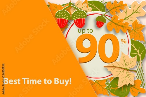 Hello autumn ad for sale. Sample Fall design template for a poster, flyer or leaflet