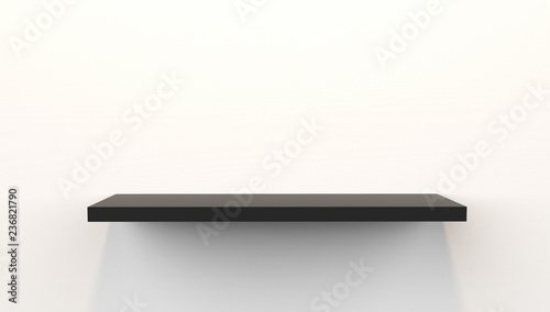 3D Illustration of floating shelf mounted on wall
