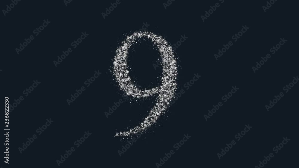Effervescent number 9 symbol - alphabet letter particles animation Effervescent number 9 symbol - alphabet letter particles animation