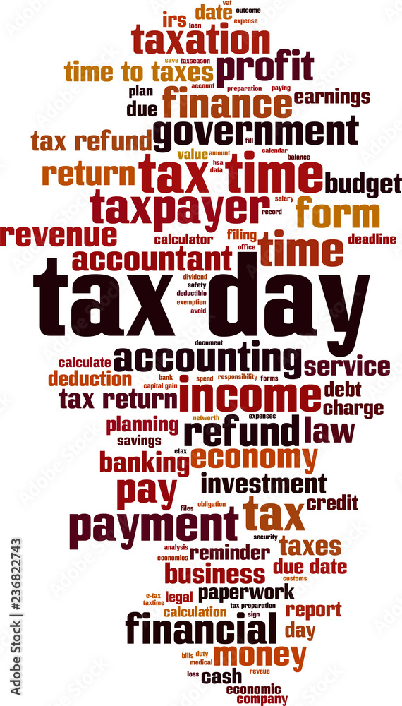 Obraz premium Tax day word cloud
