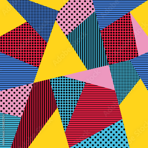 geometric 90s memphis pattern vector background bright color shapes 
