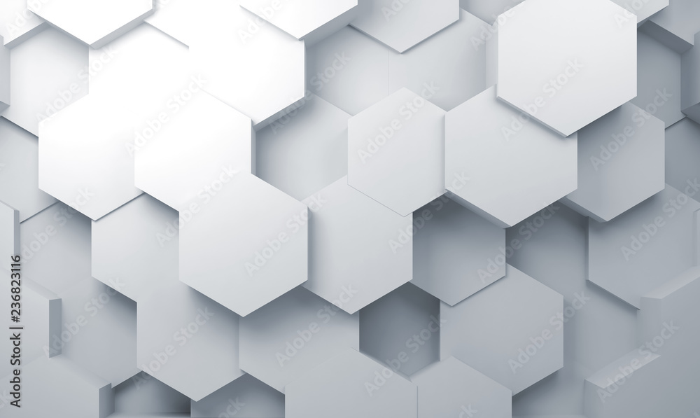 Abstract white cg background with hexagons 3d Abstract white cg background with hexagons 3d