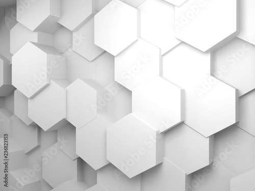 Background with hexagon pattern on wall, 3d