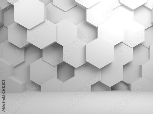 White interior background with hexagon pattern
