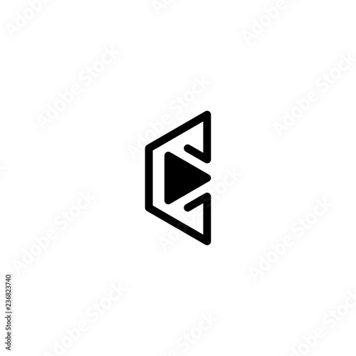 Free Download Letter C Play and arrow sign logo elements., flat arrows vector with isolated on white background. - GFXLoad