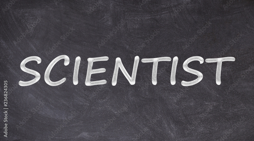 Obraz premium Scientist written on blackboard