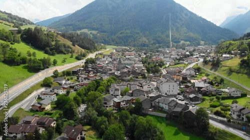 The small town of Orsieres on the Swiss Alps photo