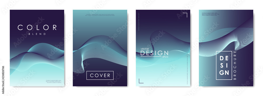 Fototapeta premium Set of covers design templates with vibrant gradient backdrop. Trendy design for placard, banners, flyers, presentations, covers and reports. Vector illustration.