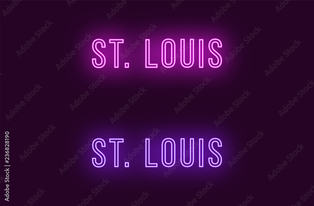 Fototapeta Neon name of St Louis city in USA. Vector text