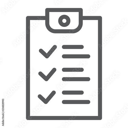 Checklist line icon, document and form, report sign, vector graphics, a linear pattern on a white background.
