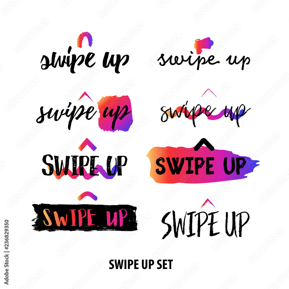 Swipe up icon set isolated on white background with grunge yellow stains for social media stories vector. Swipe up icon set isolated on white background with grunge yellow stains for social media stories vector.