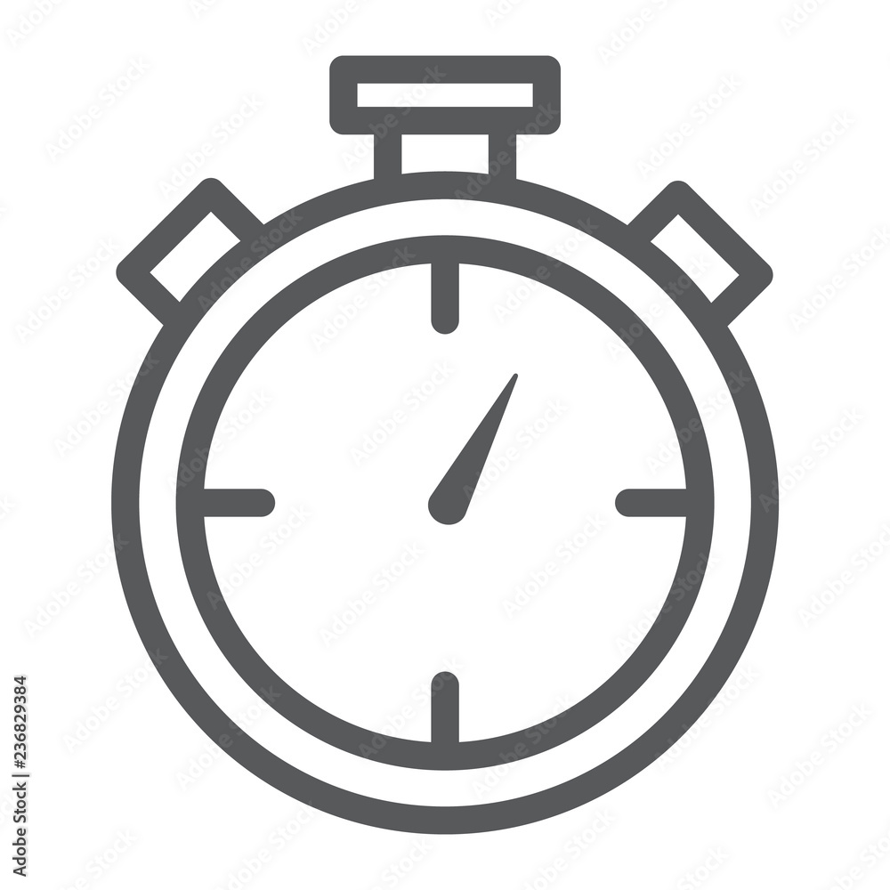 Stopwatch line icon, time and measure, timer sign, vector graphics, a linear pattern on a white background. Stopwatch line icon, time and measure, timer sign, vector graphics, a linear pattern on a white background.