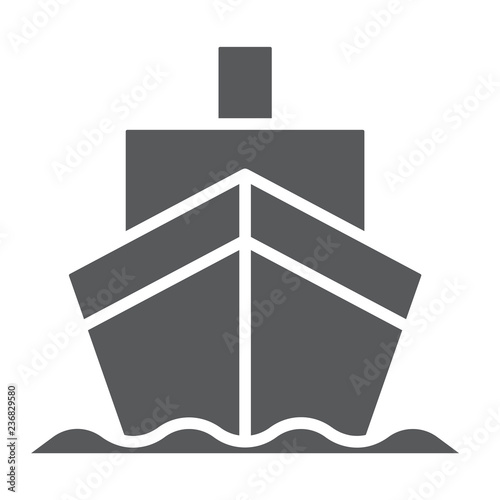 Cargo ship glyph icon, transportation and delivery, cruiser sign, vector graphics, a solid pattern on a white background.