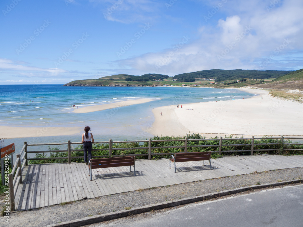 Playa de Lires en La Coruña, Galicia, vacaciones de verano de 2018