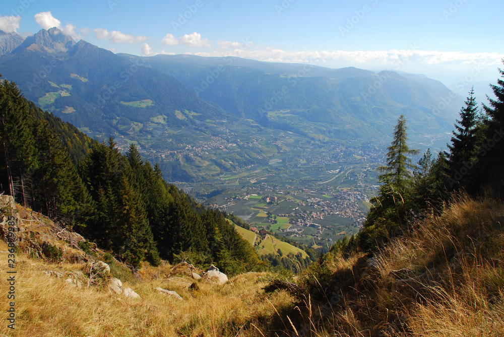 Panorama view on valleys and mountains (Sarntal Alps)