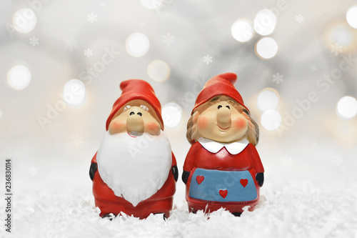 Santa Claus and his wife. Christmas card