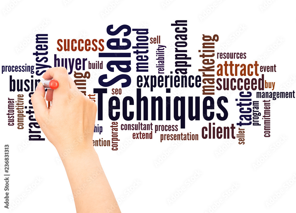 Sales Techniques word cloud hand writing concept Sales Techniques word cloud hand writing concept