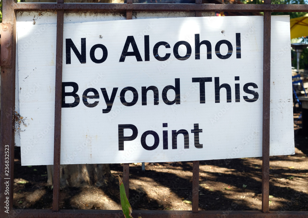 NO ALCOHOL BEYOND THIS POINT sign.