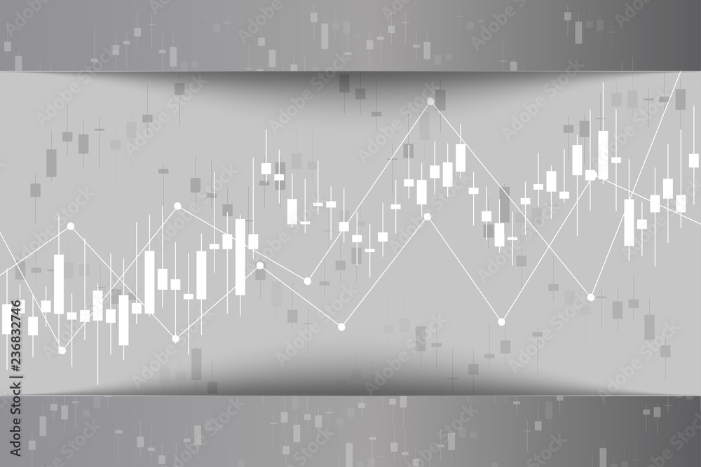 Fototapeta premium Candle stick graph chart in financial market , Forex trading graphic concept.Stock exchange market, investment, finance and trading. Trading platform. Vector illustration.