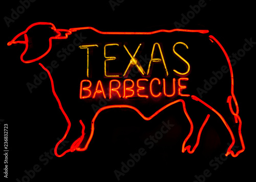 Texas Barbecue neon with steer.