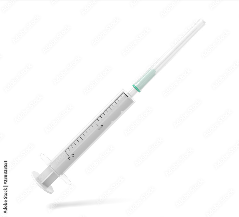 3d rendering of safety medical syringe with needle isolated on white background 3d rendering of safety medical syringe with needle isolated on white background