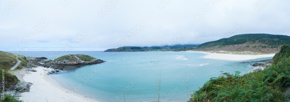 Precioso paisaje panorámico de la playa de Lires en verano de 2018. Galicia.