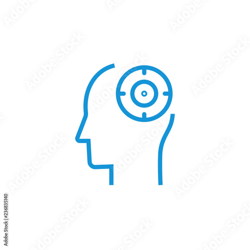 Mental concentration icon. Mind focus icon concept. Marketing concept, target group, ambitious mindset, aspirations, hit target, neuroscience and psychology, vector icon