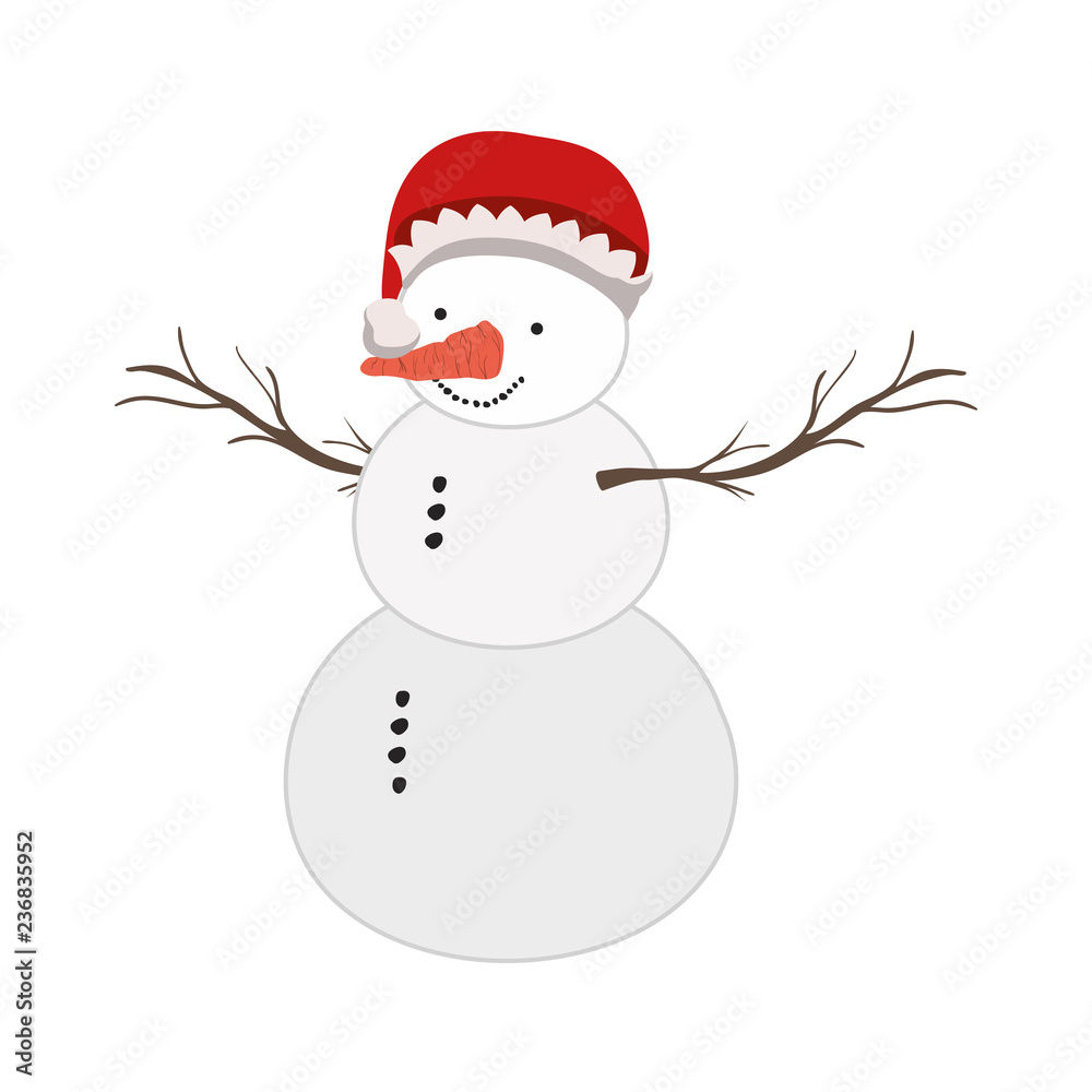 snow man with hat isolated icon