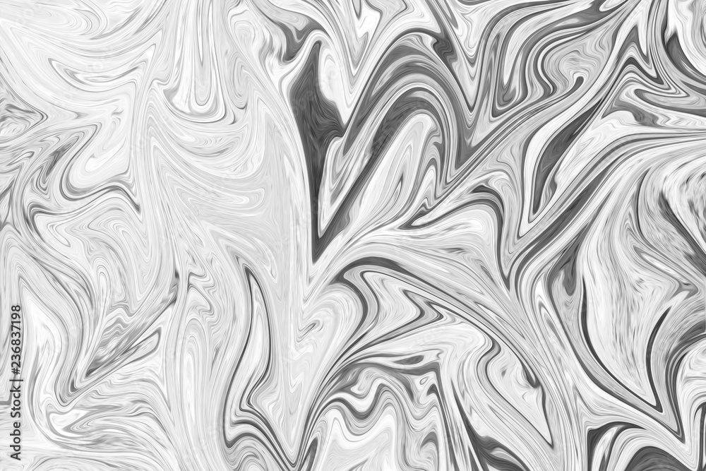 Abstract Gray Black and White Marble Ink Pattern Background. Liquify Abstract Pattern With Black, White, Grey Graphics Color Art Form.
