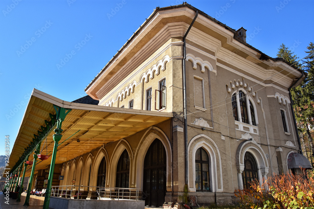 Gara Regala building (the Royal train station)  Sinaia resort , Prahova Valley , Romania.