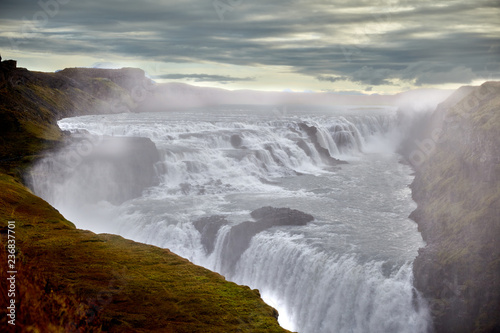 Fototapeta Naklejka Na Ścianę i Meble -  Two-level Gullfoss Waterfall, Iceland’s Golden Ring