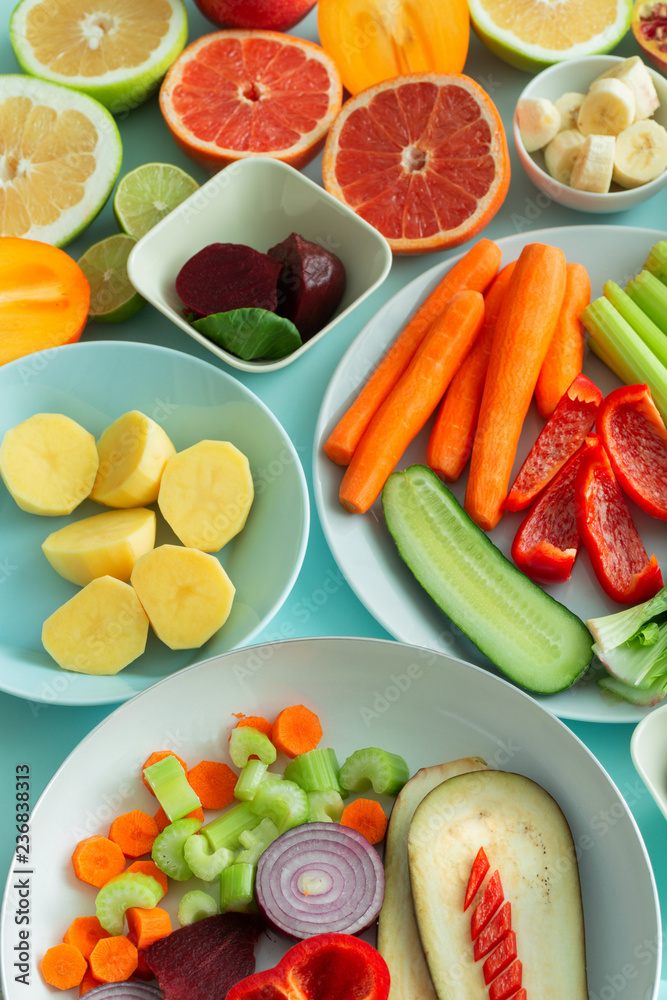 fresh healthy vegetables and fruits. fresh healthy vegetables and fruits.