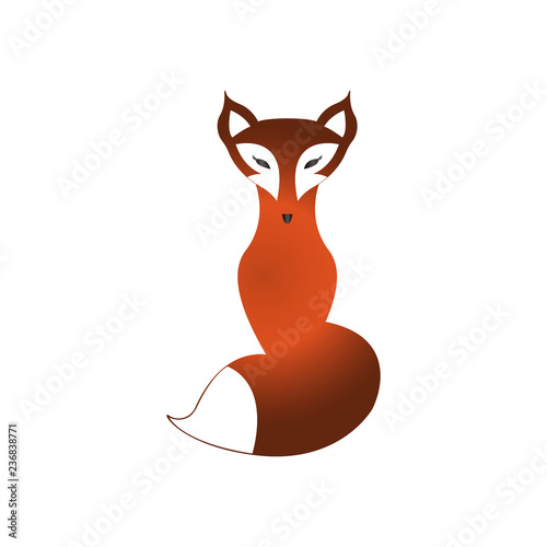 Cartoon red Fox. Cute sly Fox sitting with his eyes closed. Vector illustration. 