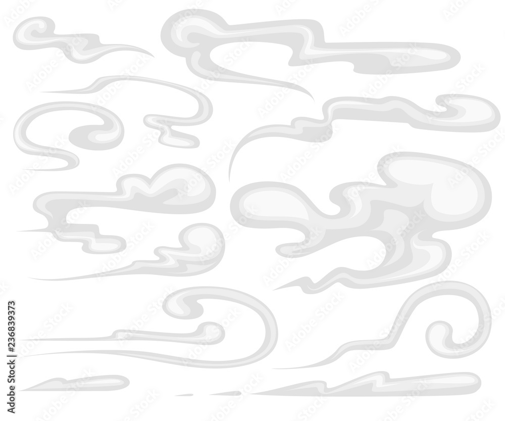 Smoke effect in flat style. Steam clouds, fog, watery vapour or dust.  Clipart element for game or animation. Vector illustration isolated on  white background Stock Vector | Adobe Stock