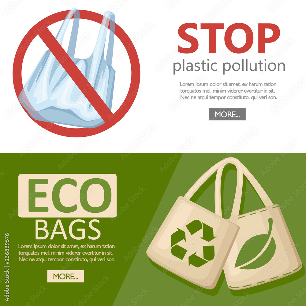 Save ecology concept. Fabric cloth or paper bag. Bags with recycling, green  leaf and ECO symbols. Replacement plastic bags. Save Earth ecology. Flat  vector illustration on white background Stock Vector | Adobe